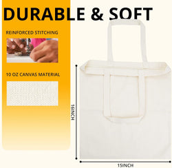 CA HTVRONT 6 Pack Sublimation Canvas Tote Bag Blank - 15"Wx16"H