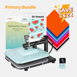 [Primary Bundle] HTVRONT Manual Heat Press Machine 15" x 15" 110V + 20 Pcs Heat Transfer Vinyl 12"x10" + 30 Pcs Sublimation Paper 8.5"x11" A4