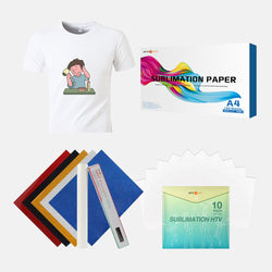 [T-shirt Bundle] Sublimation Paper & HTV Vinyl & 1 Pack L Size T-shirt Bundle