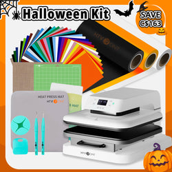 [🎃Halloween Kit] Auto Heat Press Machine + Heat Transfer Vinyl & Tools Bundle