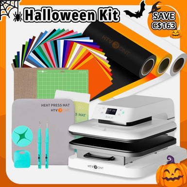 [🎃Halloween Kit] Auto Heat Press Machine + Heat Transfer Vinyl & Tools Bundle