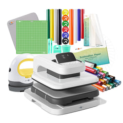 [Ultimate Premium Bundle]HTVRONT Auto2 Heat Press+Starter Kit(Multicolor HTV Roll*20+150 sheets Sublimation Paper A4+Sublimation HTV Roll+PUFF HTV*8+Mini2 Heat Press Machine+Heat Press Mat+Cutting Mat+Weeding Tools≥273 C＄)