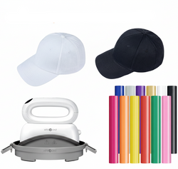 [Clearance] Hat Heat Press Machine & 12 Rolls HTV & 2 Baseball Cap Bundle
