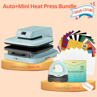 [Auto+Mini Machine Bundle] Auto Heat Press Machine 15"x15"+ Mni Heat Press Machine & Materials Bundle≥C$100