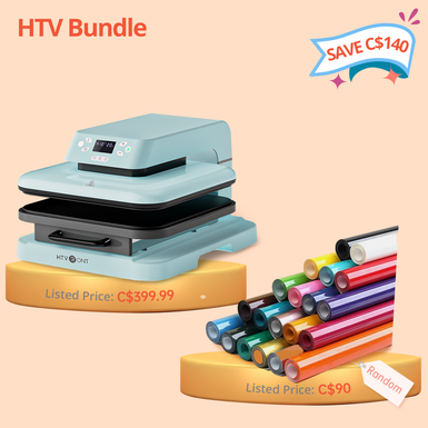 [HTV Bundle] Auto Heat Press Machine 15"x15" + Heat Transfer Vinyl Bundle - 12''x3FT (20 Colors)