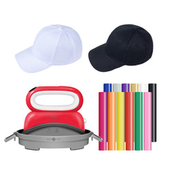 [Clearance] Hat Heat Press Machine & 12 Rolls HTV & 2 Baseball Cap Bundle
