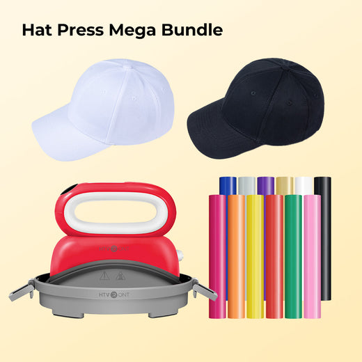 [Clearance] Hat Heat Press Machine & 12 Rolls HTV & 2 Baseball Cap Bundle