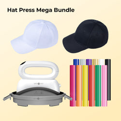 [Clearance] Hat Heat Press Machine & 12 Rolls HTV & 2 Baseball Cap Bundle