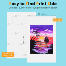 Sublimation Paper 8.5 x 14 inches - 30 Sheets 120g