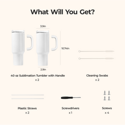 CA HTVRONT 2 Pack 40oz Sublimation Tumbler Blanks With Handle, Suitable For A200H Auto Handle Tumbler Heat Press