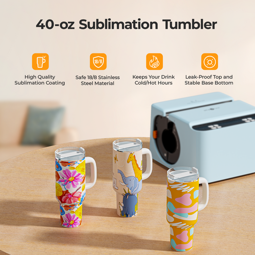 CA HTVRONT 2 Pack 40oz Sublimation Tumbler Blanks With Handle, Suitable For A200H Auto Handle Tumbler Heat Press