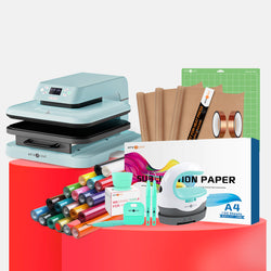 [Premium Bundle] Auto Heat Press Machine + HTV & Sublimation & Mini Heat Press Bundle Worth C$222