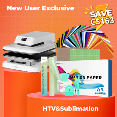 [New Customer Exclusive] Auto Heat Press Machine 15"x15"+ HTV & Sublimation Bundle≥C$144