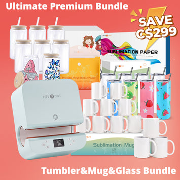 [Premium Bundle] Auto Tumbler Heat Press Machine 120V +Super Valued Premium Box(Sublimation Paper*150+Sublimation Tumbler-20oz*8+Sublimation Glass 16oz*8+Sublimation Mugs 11oz*12+Sticker Paper*10+Sublimation HTV ≥C$280)