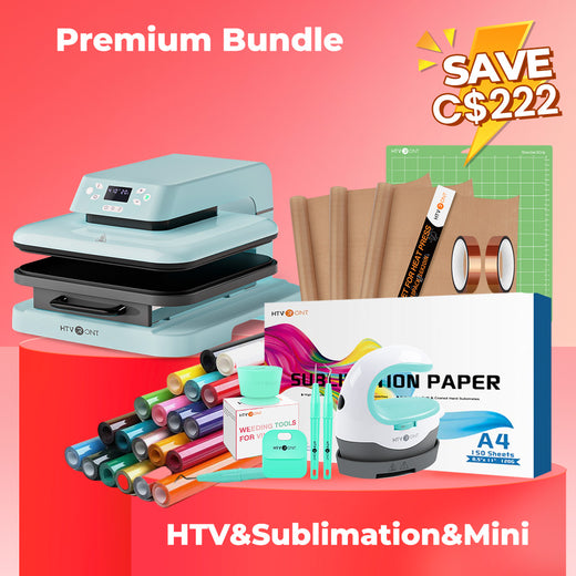 [Premium Bundle] Auto Heat Press Machine + HTV & Sublimation & Mini Heat Press Bundle Worth C$222