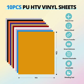 【Only $9.99】Back to School Mystery Material Box | CA HTVRONT Heat Press Accessories Bundle for Easy Craft - 52 Pcs(included Heat Press Mat 11.5*11.5in+PTFE Teflon Sheet 12*10in)