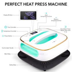 [PD Exclusive Sale]HTVRONT T shirt Heat Press Machine 10" x 10" 110V - (4 Colors),Easy use,Iron Press for Sublimation and HTV Vinyl Shirt Press Machine for T-Shirts,Hat, Bags, Heating Transfer Projects