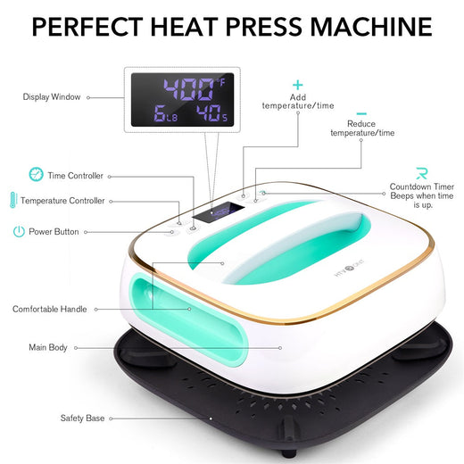 HTVRONT Heat Press Machine 10" x 10" 110V - (6 Colors)