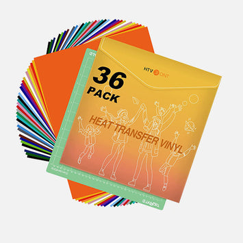 Heat Transfer Vinyl Bundle - 12"x10" 36 Packs（25 Assorted Colors）