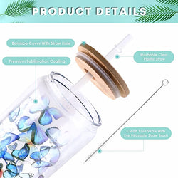 CA HTVRONT Sublimation Clear Glass Blanks with Bamboo Lid - 16oz