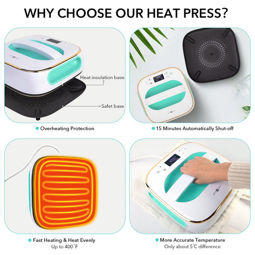 【Time Limited】HTVRONT Heat Press Machine 10" x 10" 110V - (6 Colors),Easy use,Iron Press for Sublimation and HTV Vinyl Shirt Press Machine for T-Shirts,Hat, Bags, Heating Transfer Projects