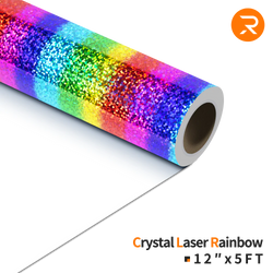 Crystal-Laser-Rainbow Crystal Holographic Heat Transfer Vinyl Roll - 12"x5 Ft (7 Colors)