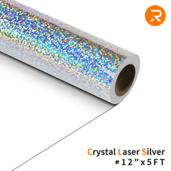 Crystal-Laser-Silver Crystal Holographic Heat Transfer Vinyl Roll - 12"x5 Ft (7 Colors)
