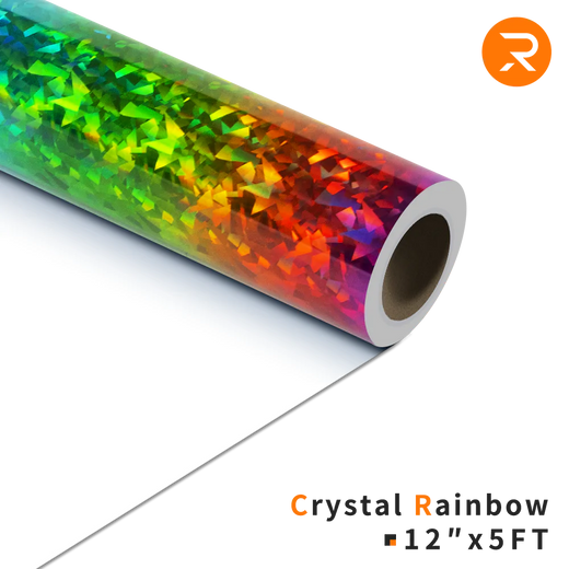 Crystal-Rainbow Crystal Holographic Heat Transfer Vinyl Roll - 12"x5 Ft (7 Colors)