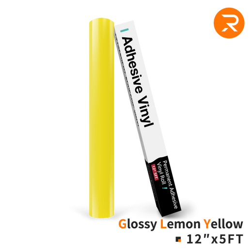 Glossy-Lemon-Yellow Permanent Adhesive Vinyl Roll - 12"x5 Ft （35 Colors)