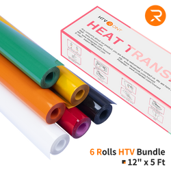 Heat Transfer Vinyl Bundle - 12'' x 5 FT (6 Assorted Colors)