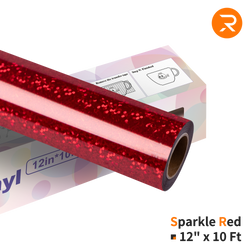 Sparkle-Red Holographic Sparkle Adhesive Vinyl Roll - 12 x 10 FT (4 Colors)