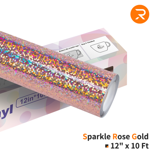 Sparkle-Rose-Gold Holographic Sparkle Adhesive Vinyl Roll - 12 x 10 FT (4 Colors)